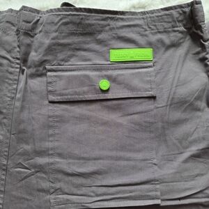 Teddy Fresh Gray Parachute Pants with Neon Green Accents